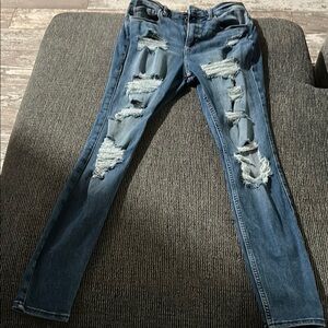 Hollister Blue Skinny Distressed Jeans